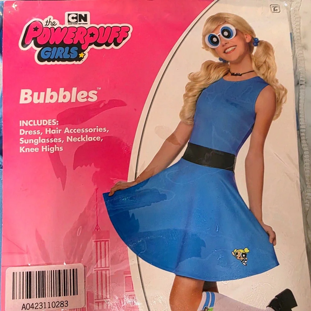 Spirit Halloween Powerpuff Girls Bubbles Costume Kids XL 14-16 Blue New